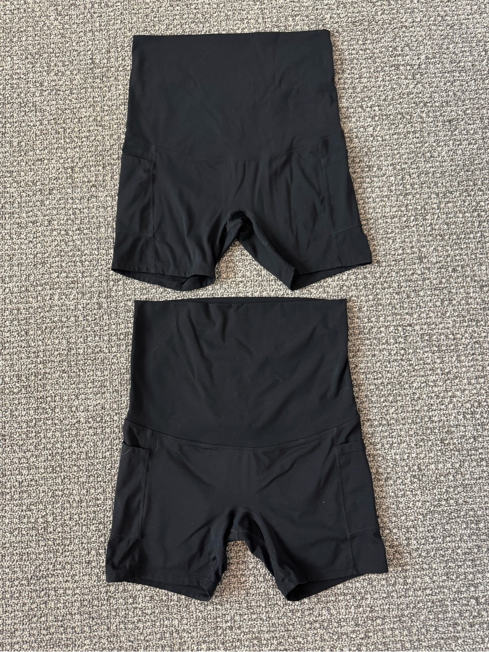 Poshdivah 5” Black Over the Bump Maternity Bike Shorts with Side Pockets